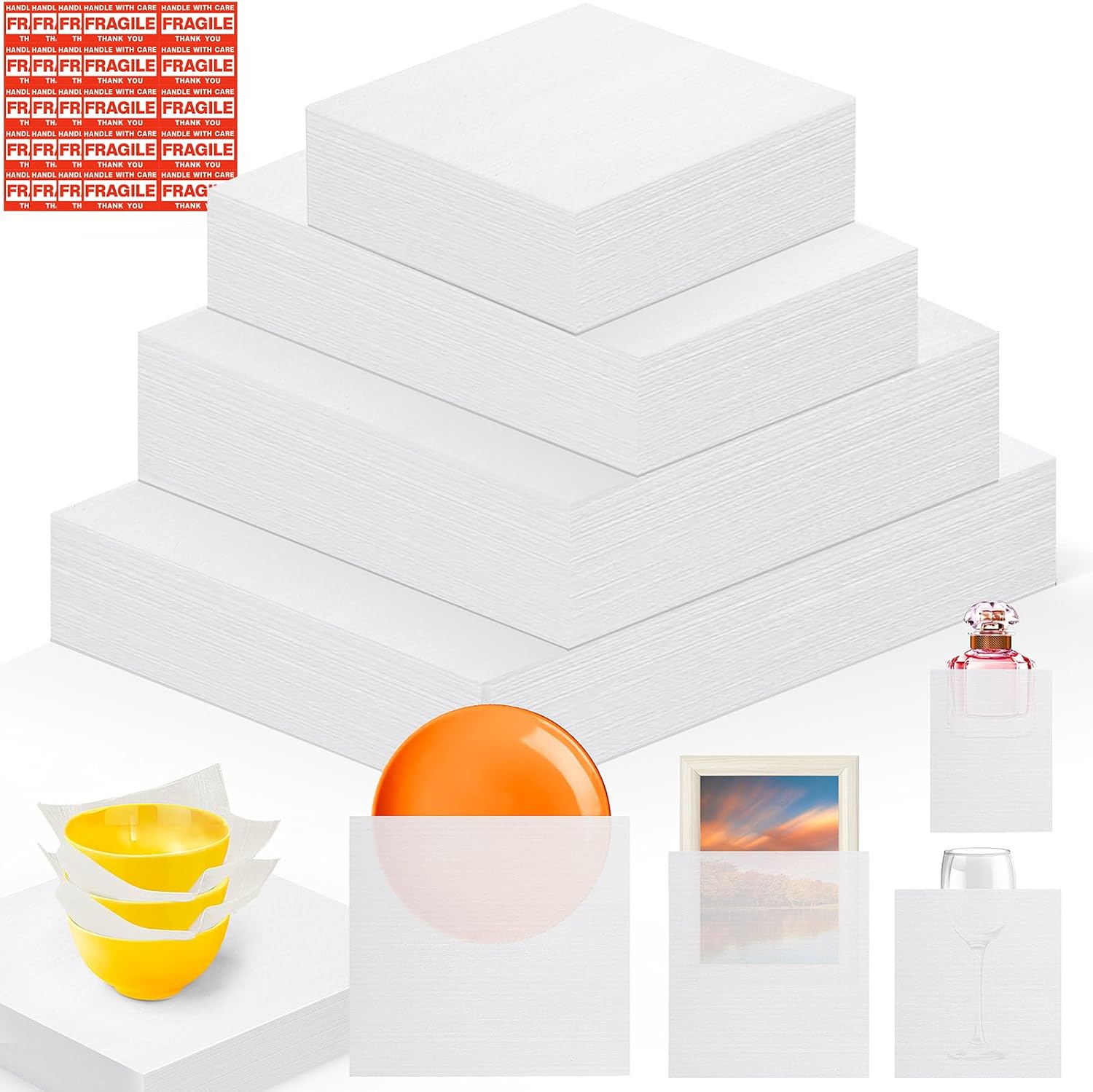 Detalle de UEIVEDOS 540-Piece Dish Packing Supplies with Foam Pouches, Sheets and Stickers