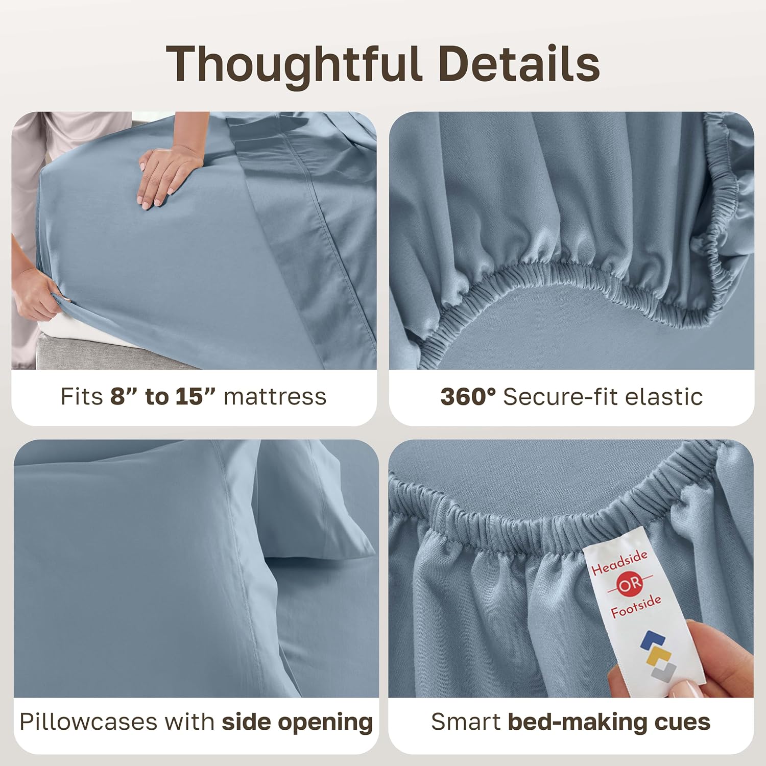 Detalle 1 de California Design Den 840307158567 Split King Sheet Set, 600-Thread-Count Cotton Sateen