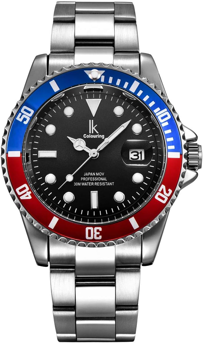 Detalle de Alienwork IK Montre Montre-Bracelet Homme/Femme – Calendrier et Bracelet Métal