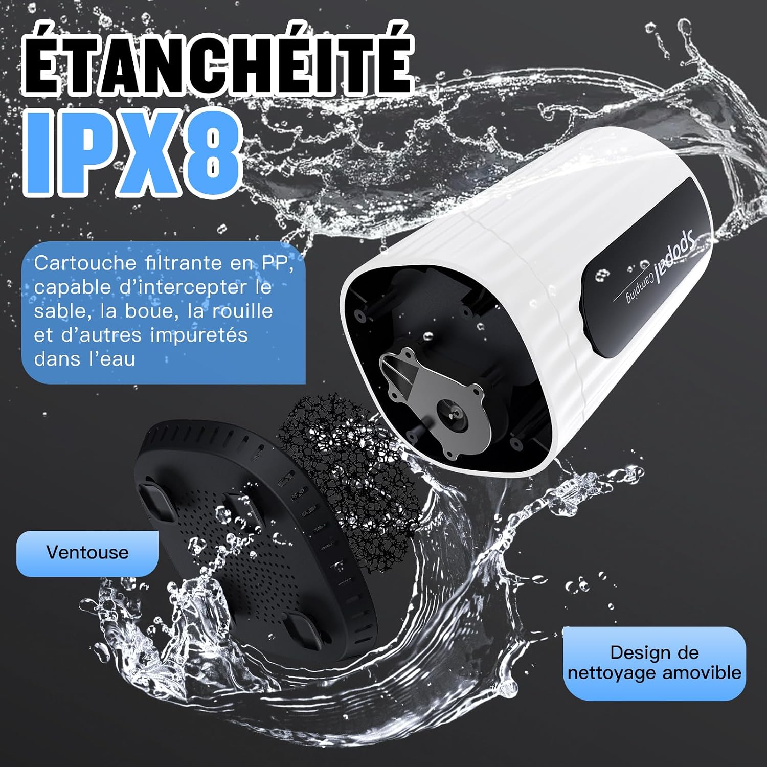 Detalle 2 de Spopal draagbare campingdouche met pomp, ledscherm en batterij van 10.000 mAh