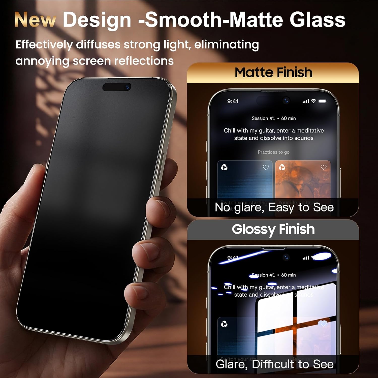 Detalle 2 de UniqueMe iPhone 18 Pro Matte Privacy Screen Protector, 2-Pack