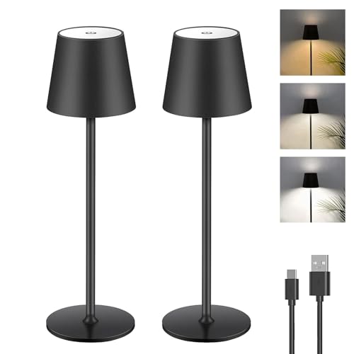 Detalle de Lampe de Table LED Dimmable Sans Fil – Lot de 2 par Liyabber
