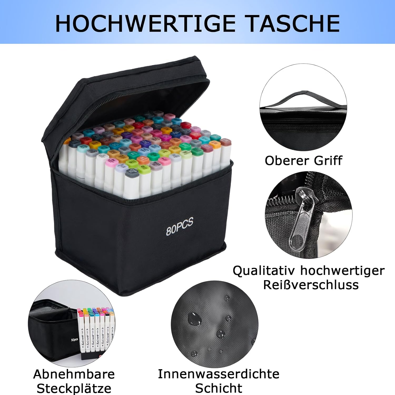 Detalle de Octirst 80 Farben Alkohol Marker Set mit Twin-Spitzen – 80 permanente Marker für Manga, Design & Coloring Books