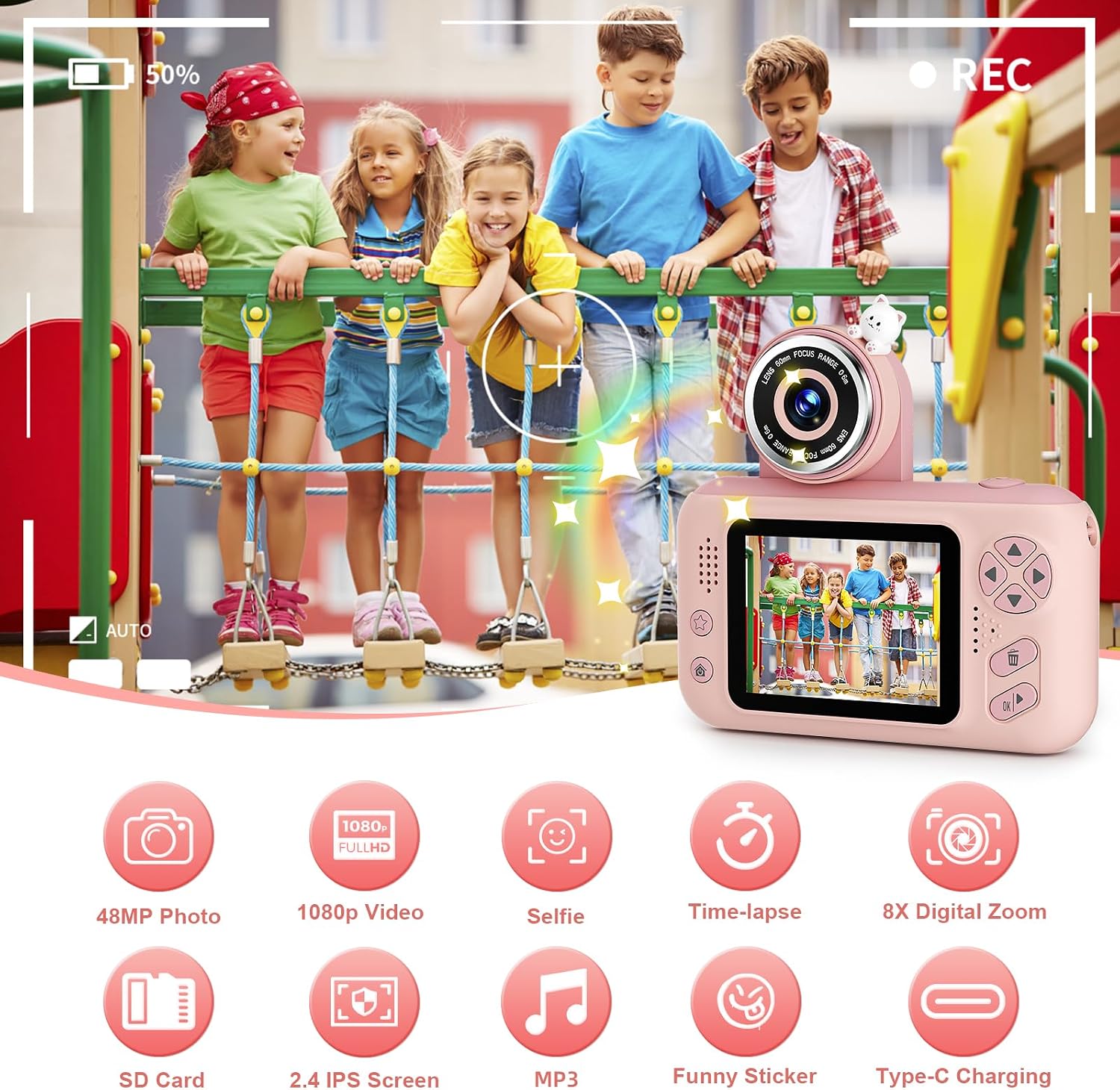 Thumbnail 1 de Makolle Upgrade Kids Selfie Camera 1080P