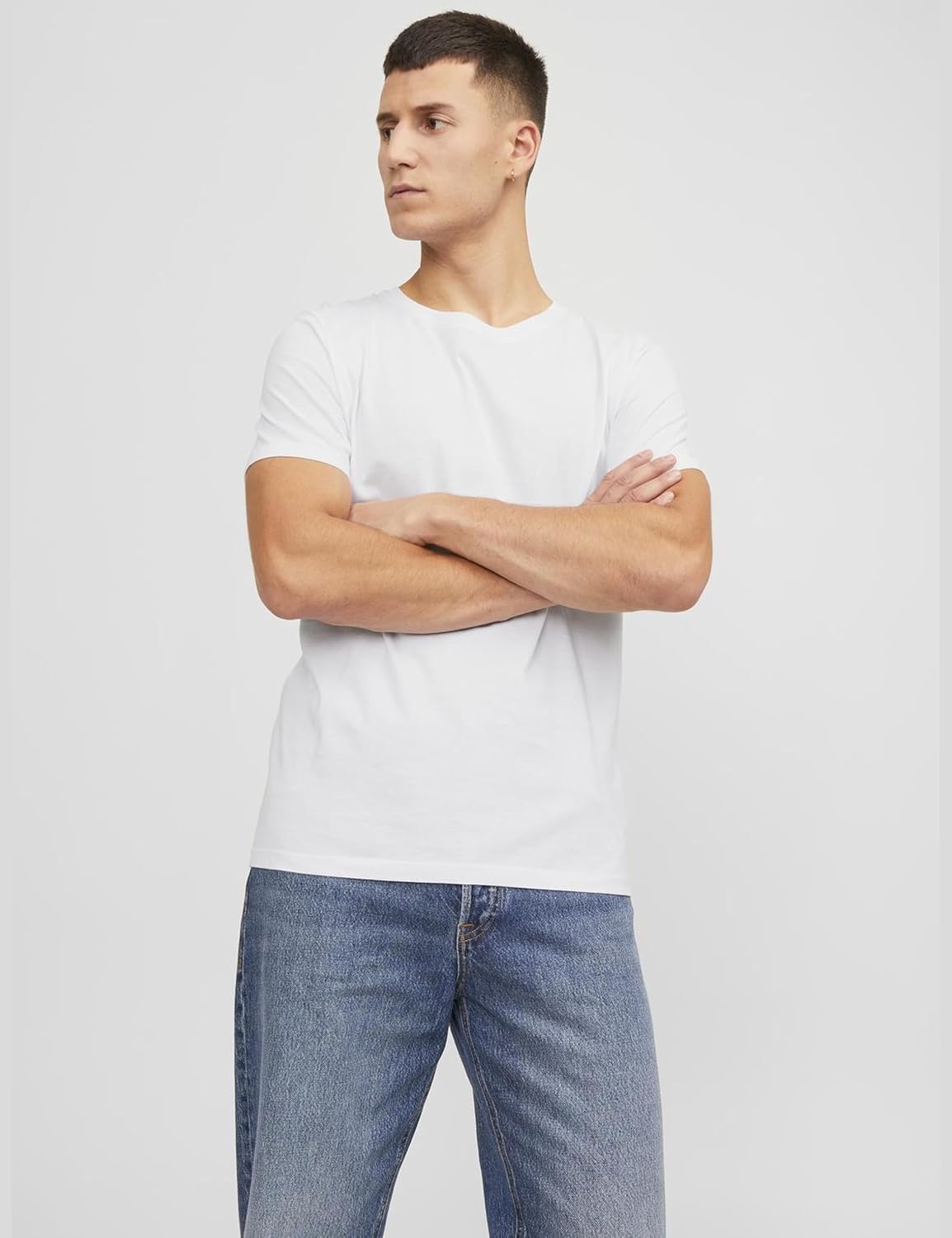 Detalle de JACK & JONES 5er Pack Herren Shirts JJENOA Tee SS Crew Neck – Bequeme Basics aus Baumwolle