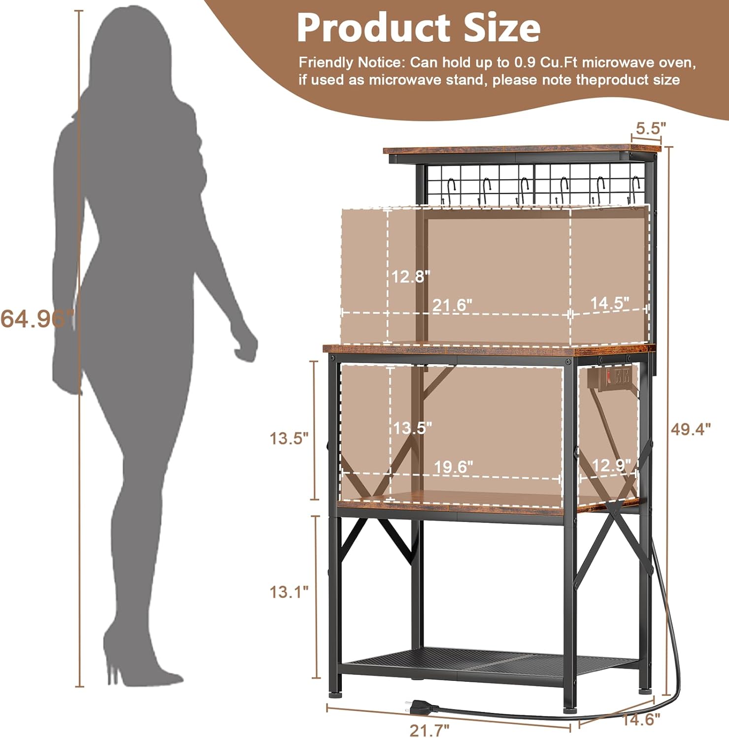Detalle de Furologee Kitchen Bakers Rack 4-Tier 🍽