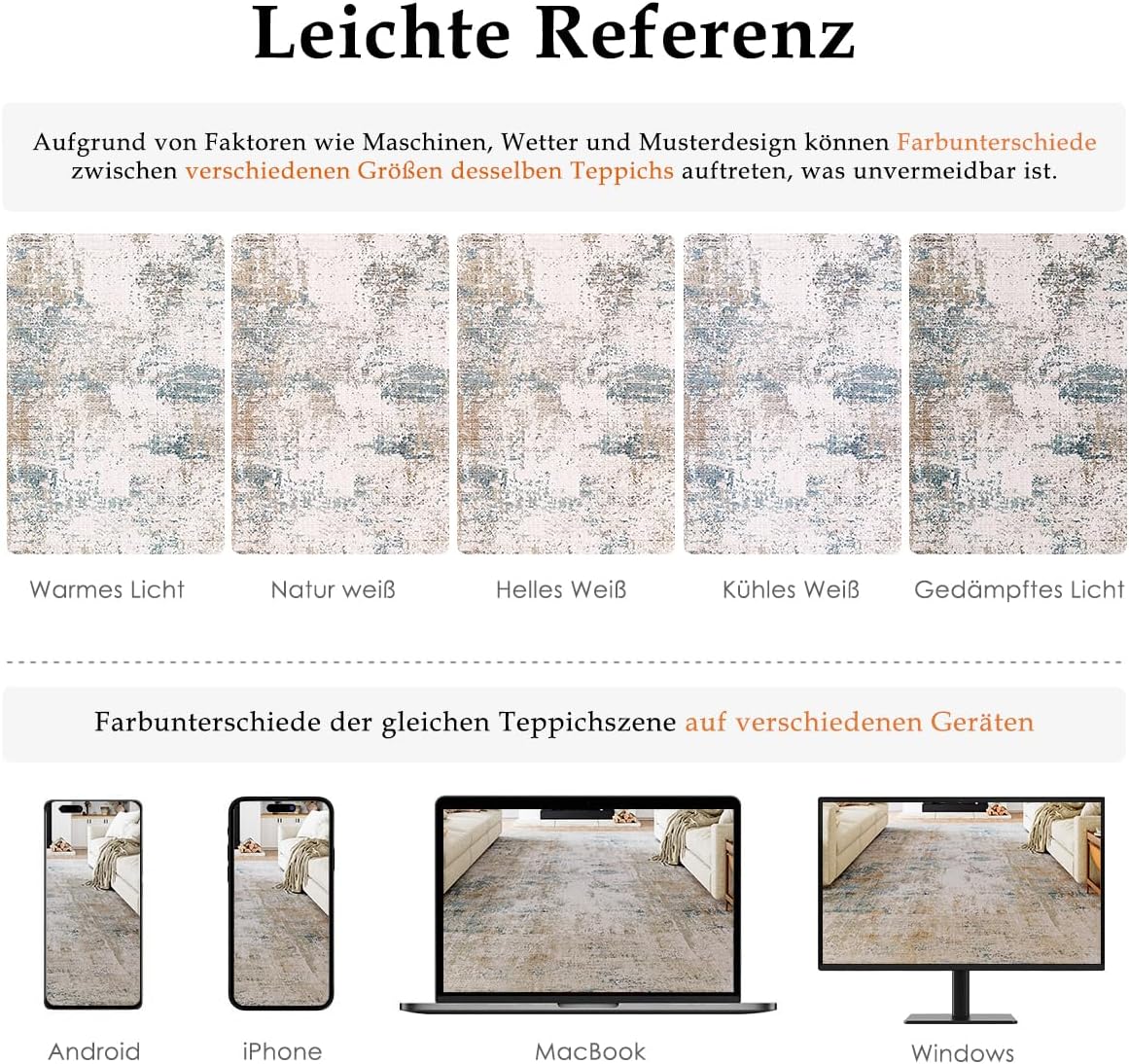 Thumbnail 1 de Waschbarer HUGEAR-Teppich 150 x 210 cm mit abstraktem Design, beiger/blauer Look und rutschfester TPR-Rückenlage