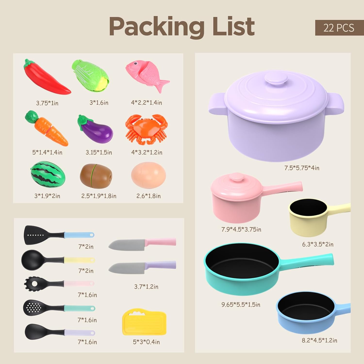 Thumbnail 6 de GILOBABY Kids Play Kitchen 22‑Piece Set