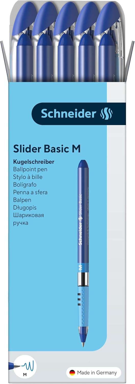 Thumbnail 4 de Schneider Slider Basic 151103 Kugelschreiber-Set (M, blau) – Viscoglide, Soft-Grip-Zone, 10er Pack