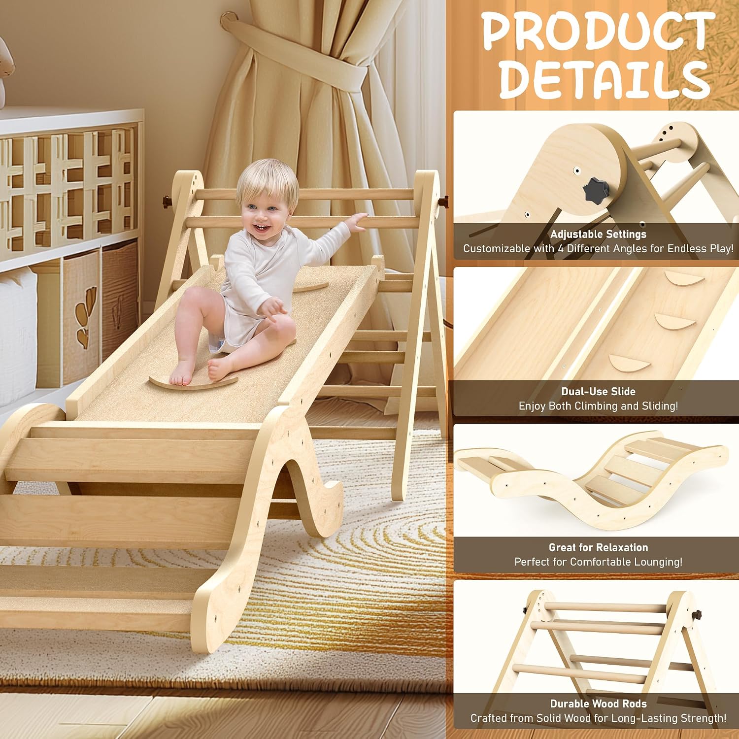 Detalle 2 de Montessori Indoor Playset 7-in-1 Climbing Frame