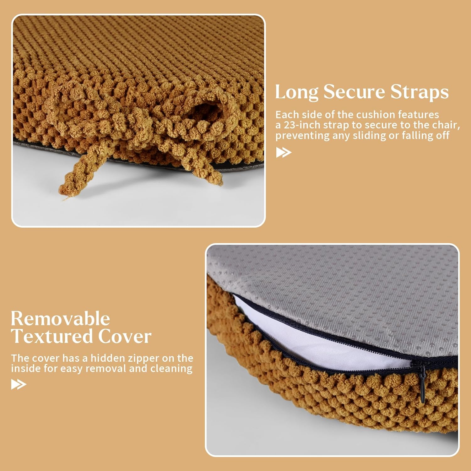 Detalle 2 de PRONOUS 4 Pack Brown D-Shape Chair Cushions 17"x16"