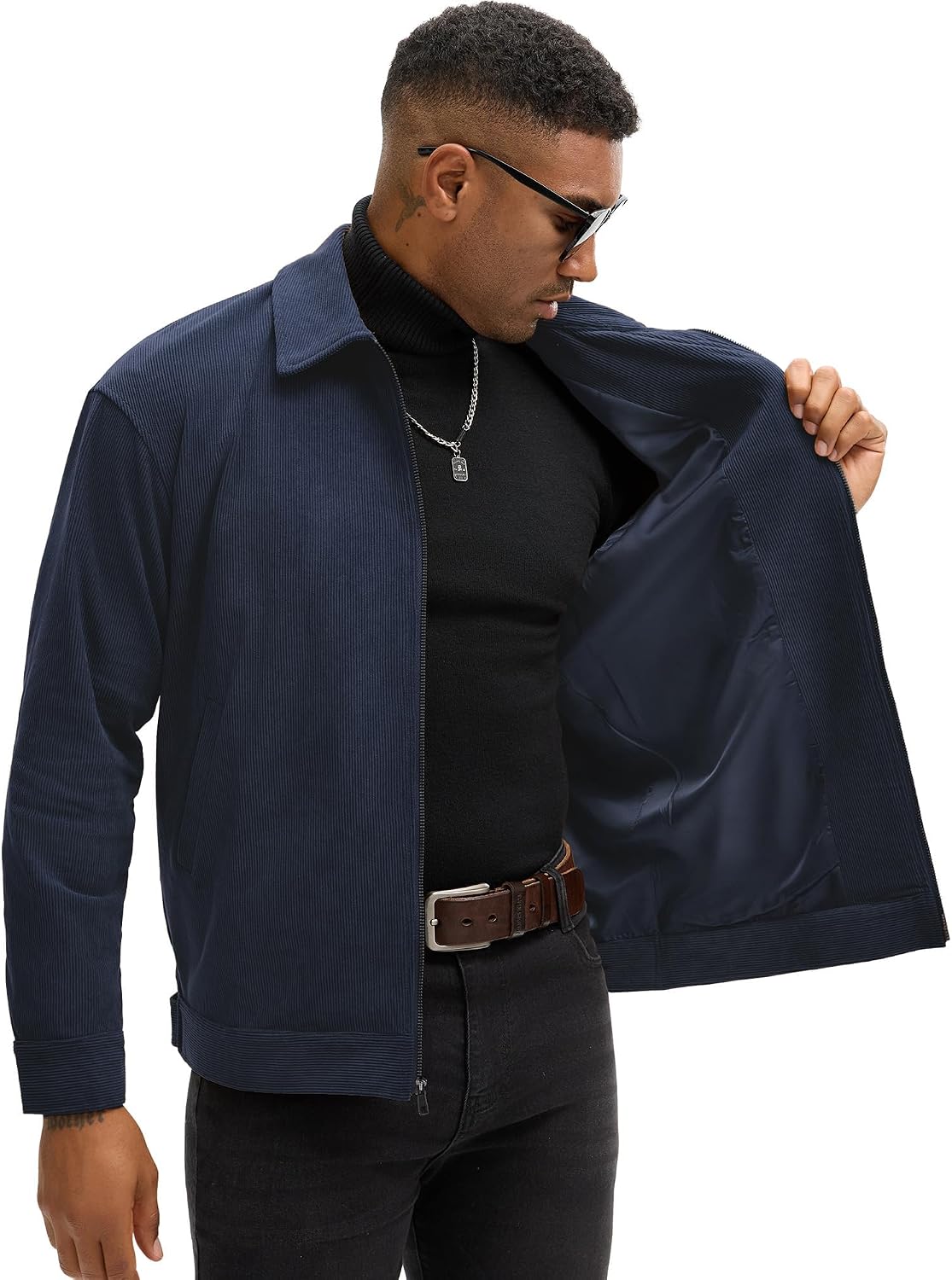 Detalle de Comdecevis Men's Corduroy Bomber Jacket