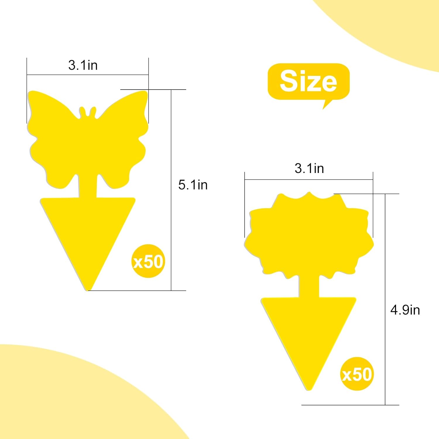 Detalle 2 de Boromine Yellow Sticky Traps, 100 Pack Double-Sided Plant Fly Traps