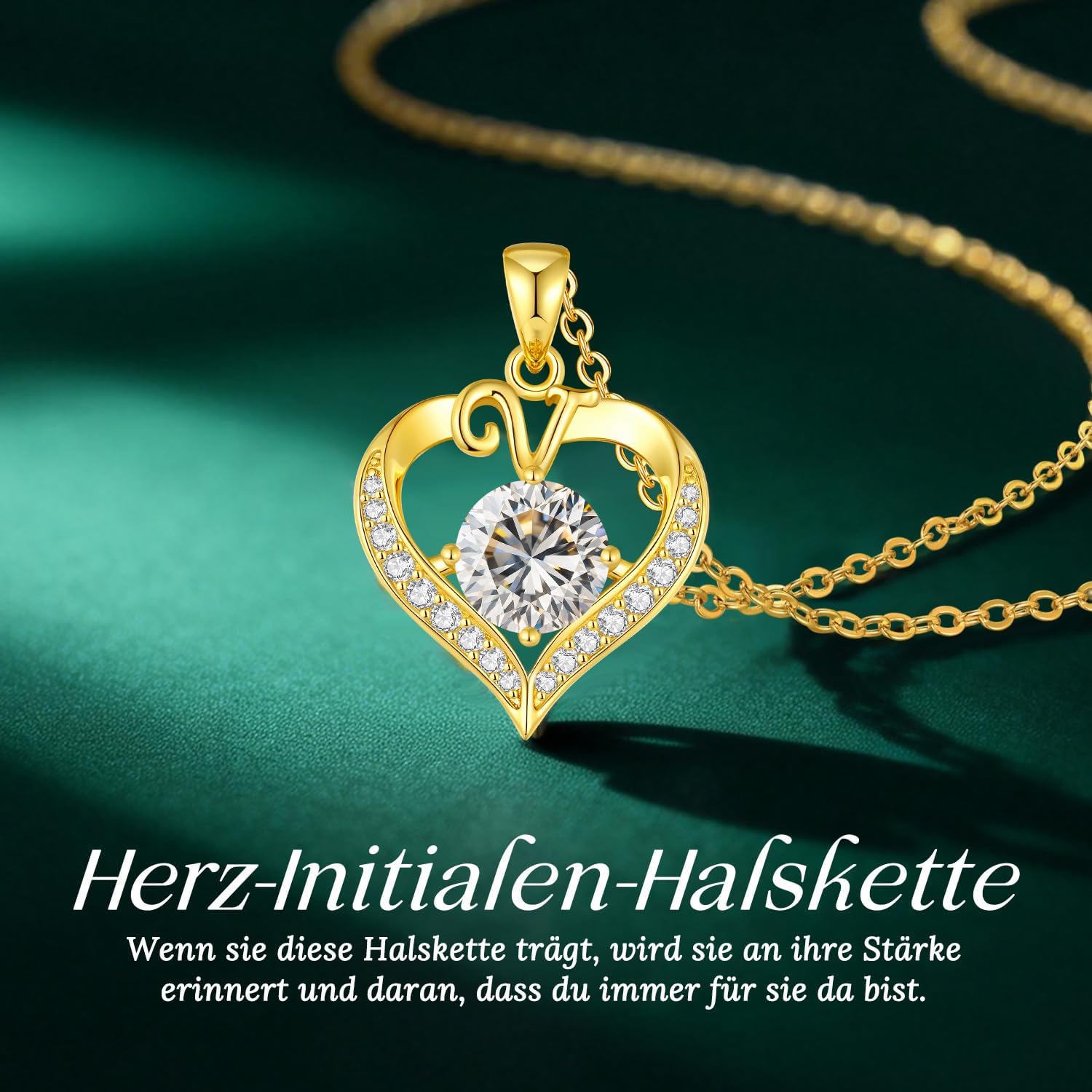 Thumbnail 4 de LOUISA SECRET Damen-Halskette mit A-Z Großbuchstaben und Herz-Anhänger (18K vergoldet)
