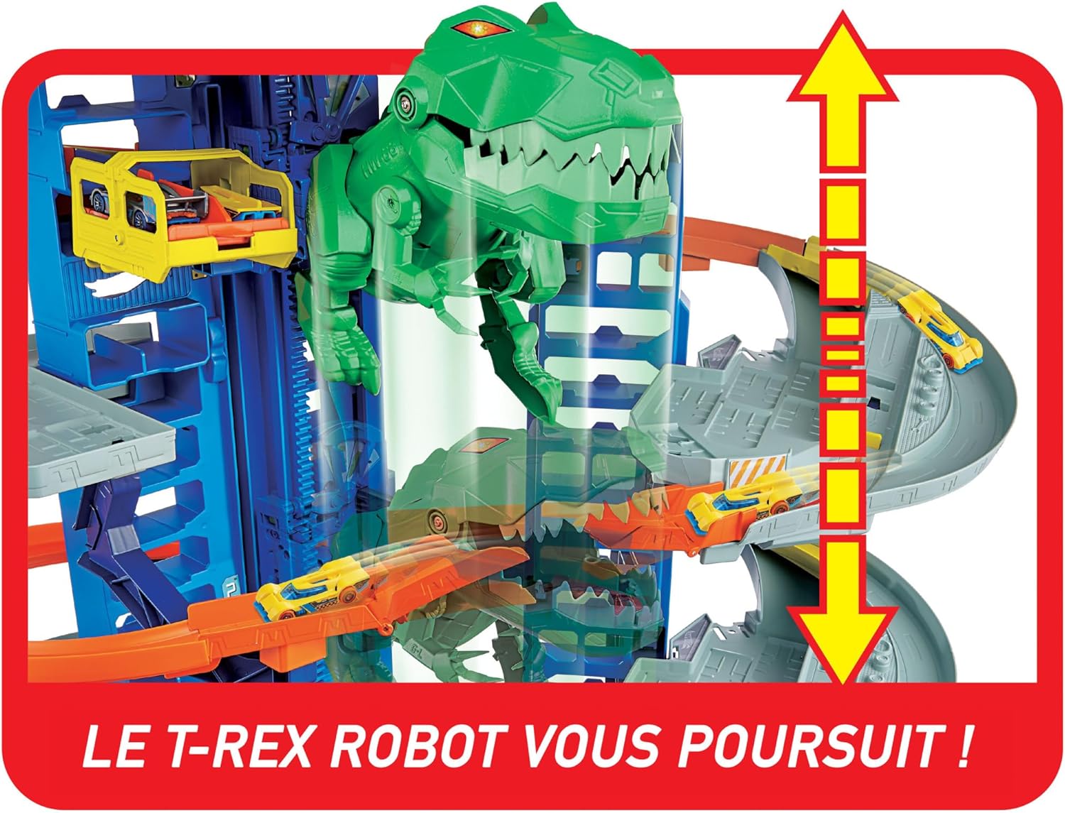 Thumbnail 4 de Hot Wheels Ultimate Garage City Vs Robo Beasts – Garage géant avec piste multi-niveaux et T-Rex robot (GJL14)