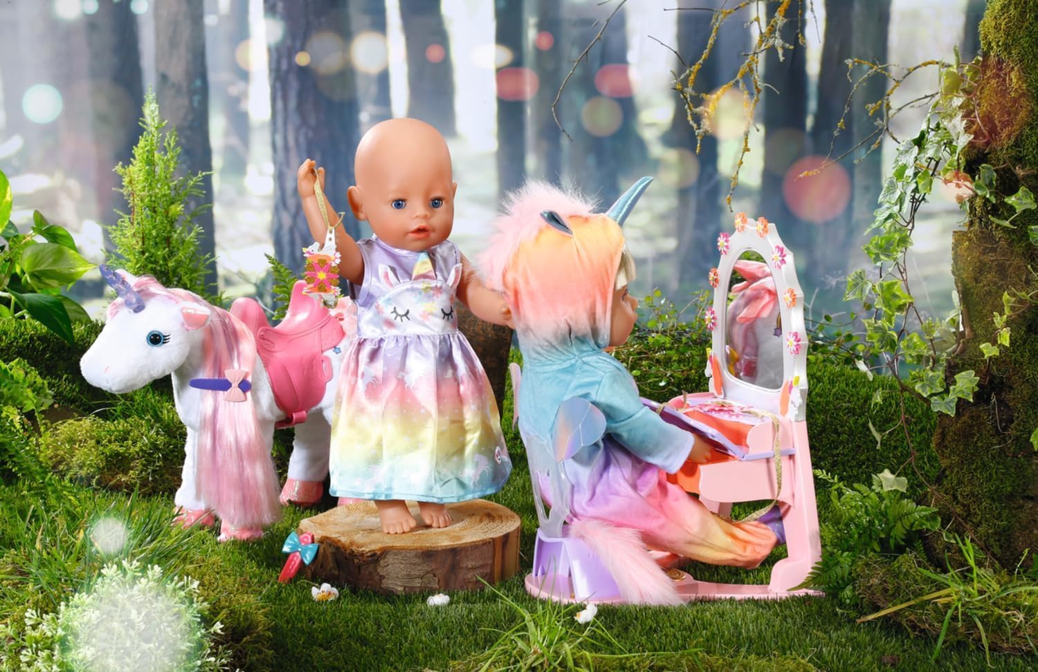 Detalle de BABY born Einhorn Feen Outfit – buntes Puppenkostüm mit Flügeln für ca. 43 cm Puppen