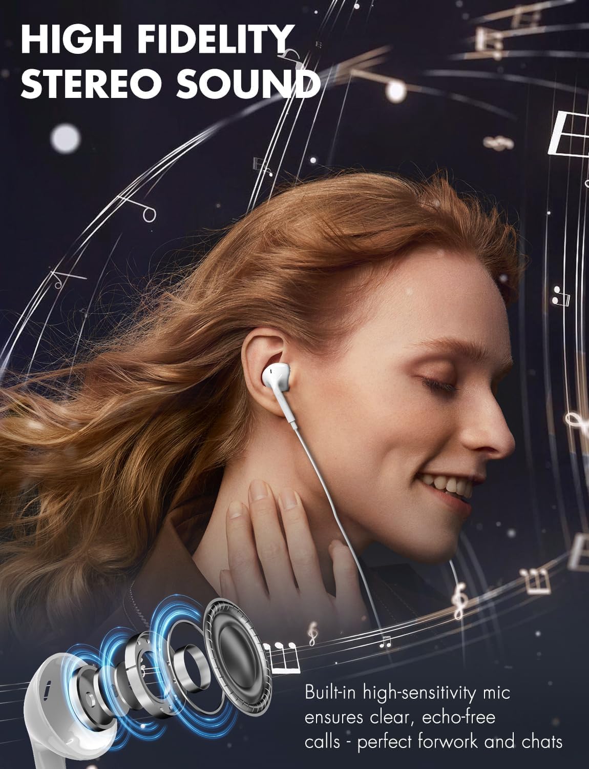 Thumbnail 5 de 2 pack d’écouteurs filaires intra-auriculaires avec micro et contrôle de volume, jack 3,5 mm (stéréo)