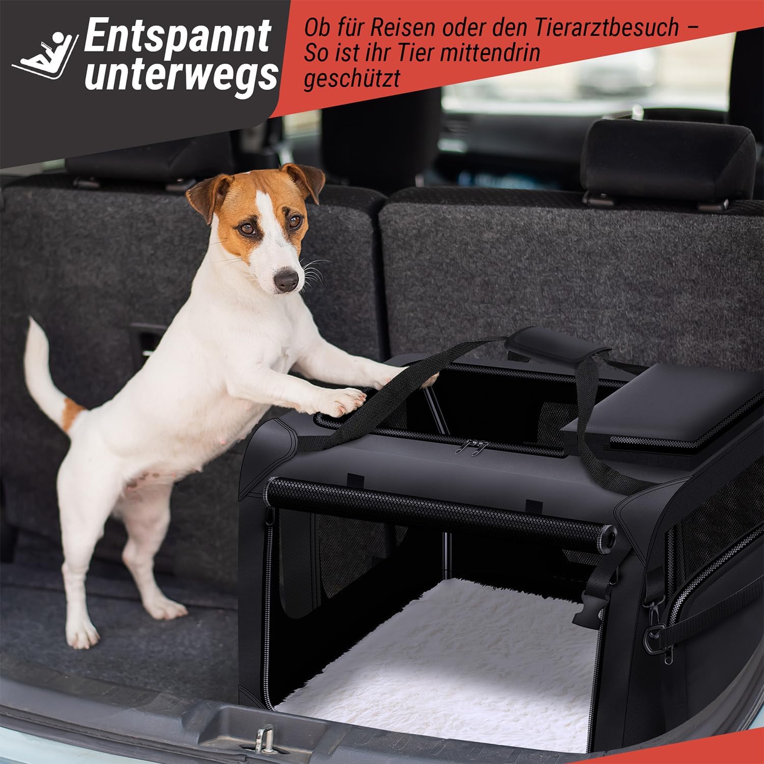 Detalle de Hunde-Transportbox M 62×42×42 cm faltbare Hundetasche