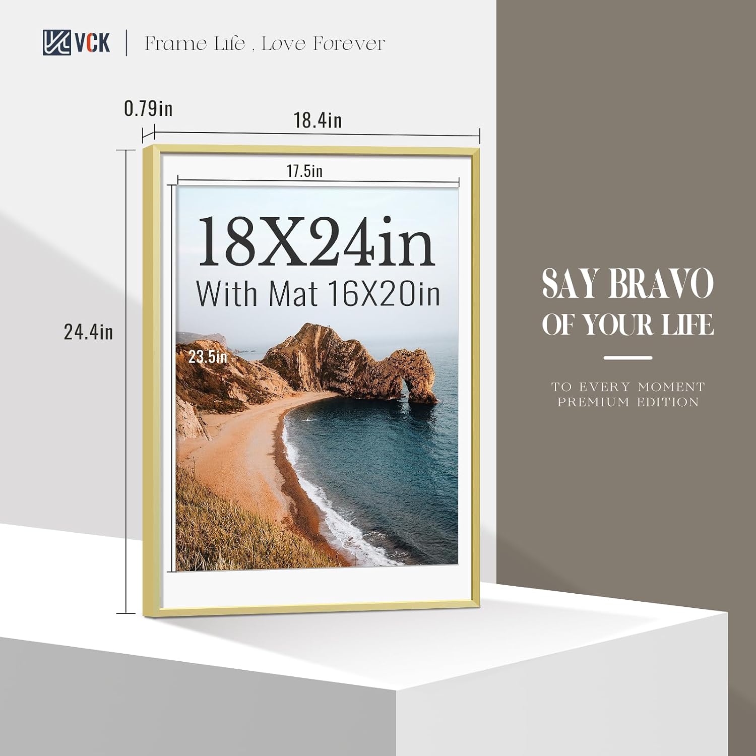 Detalle 2 de VCK 18x24 Poster Frame Gold 3-Pack โ metal frames ๐ผ