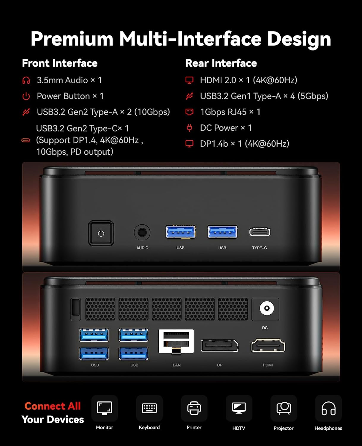 Thumbnail 3 de KAMRUI E3B Mini Gaming PC with Ryzen 7 7730U, 16GB RAM, 1TB SSD — 4K Triple Display Ready