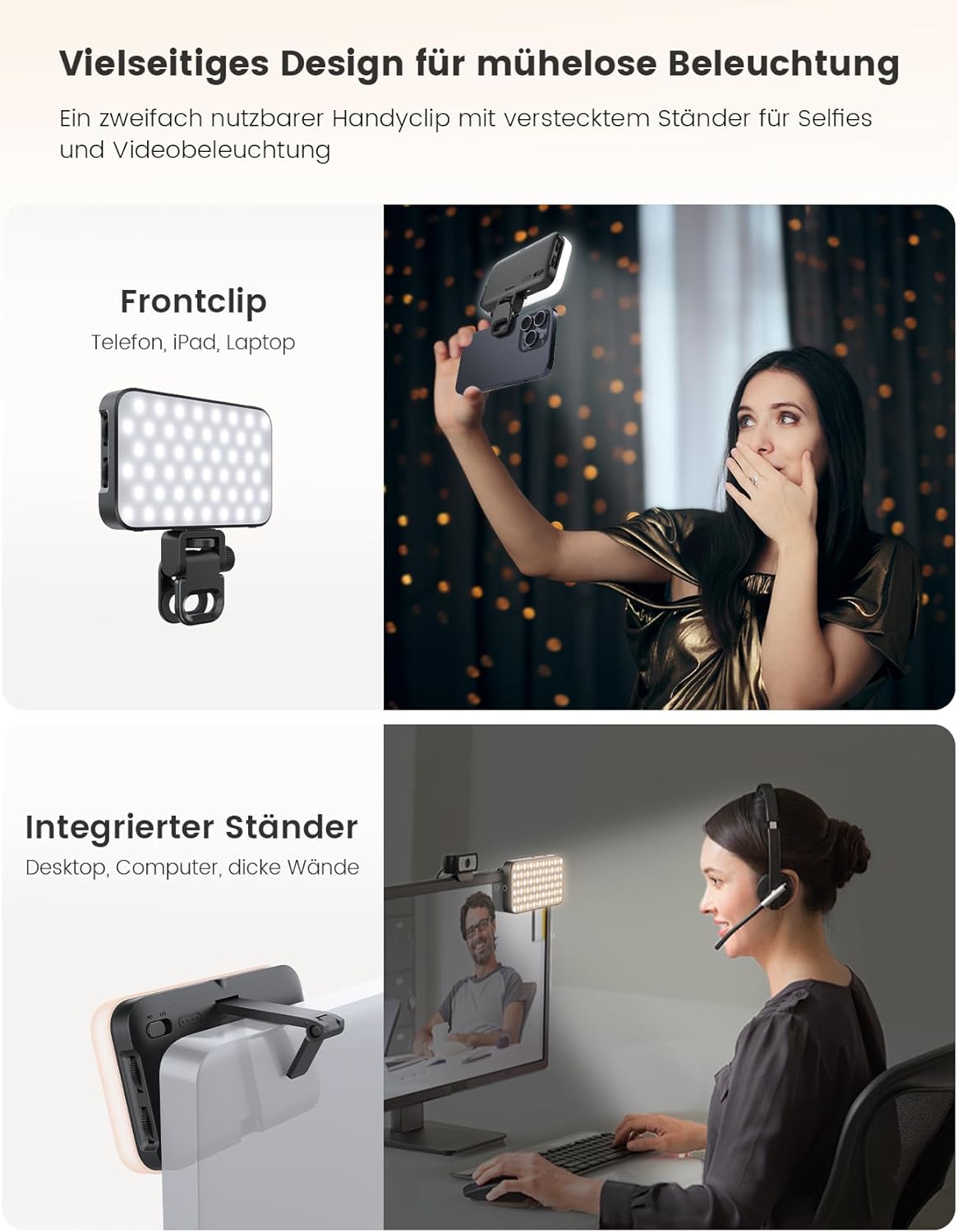 Thumbnail 3 de ANXRE Selfie Licht 96 LEDs – Clip-Fill für Handy