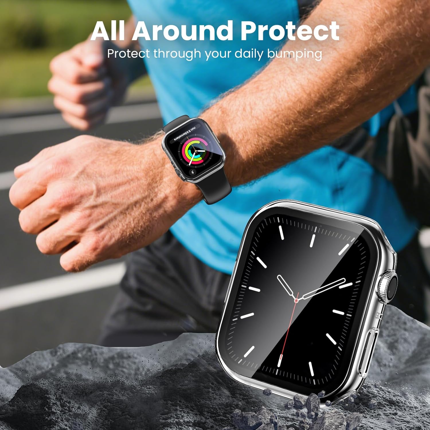 Detalle de Delidigi 40mm Apple Watch Screen Protector Case — 3 Pack Hard PC with Tempered Glass, for SE3/SE2/Series 6/5/4/SE