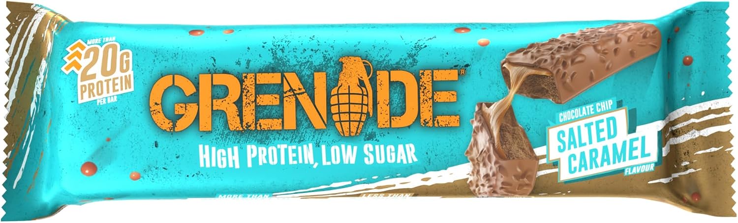 Detalle 2 de Grenade Barre Hyperprotéinée Chocolate Chip Salted Caramel 12 x 60 g 🍫