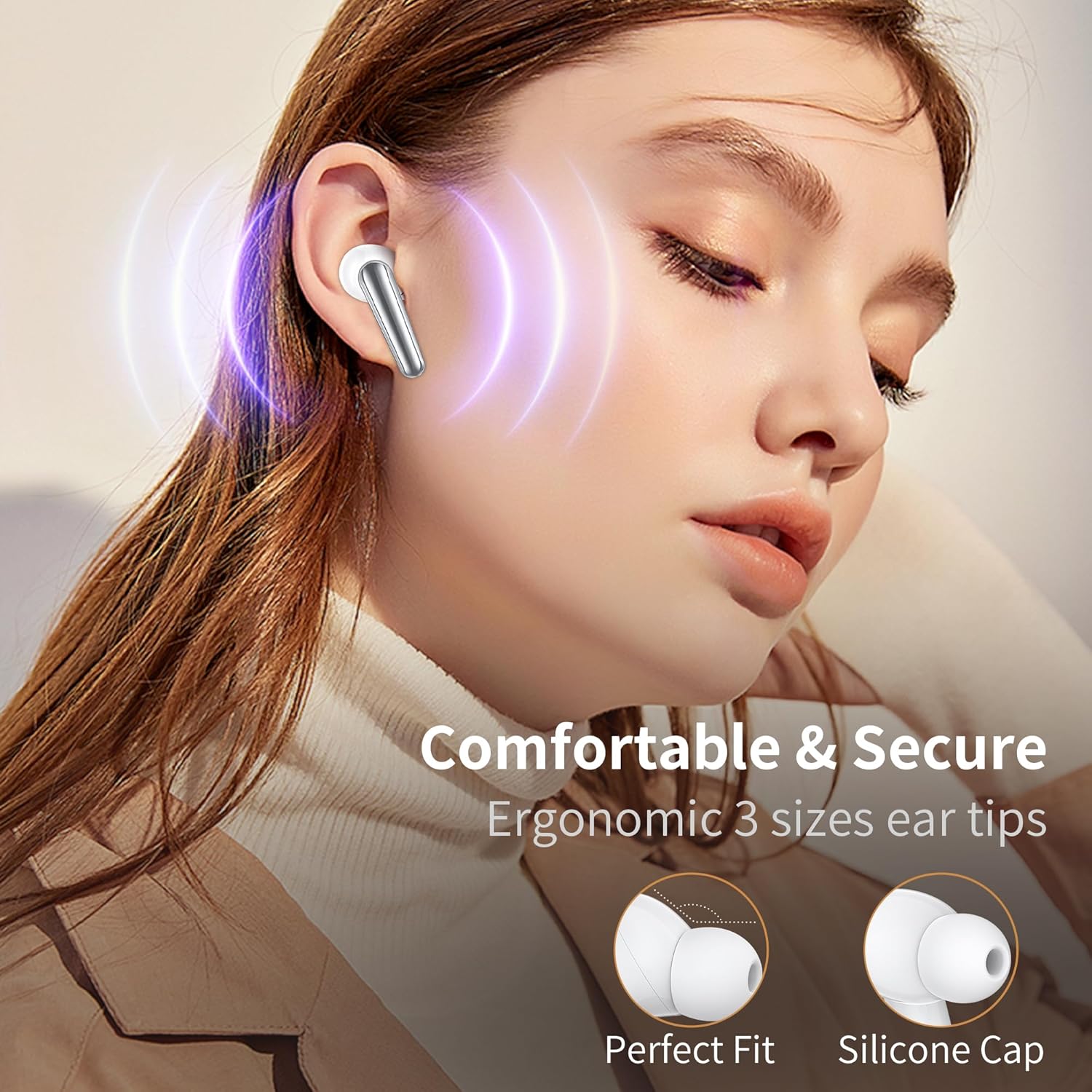 Thumbnail 4 de Wireless Earbuds by Oraolo with 40H Playtime: In-Ear Pods for Running, USB-C, IPX6, ENC Mics
