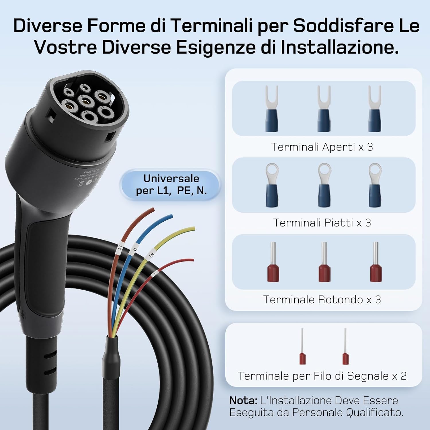 Thumbnail 1 de dé Cavo di ricarica Tipo 2 aperto 7kW (1-fase, 10 m, 32A) per wallbox e sostituzione