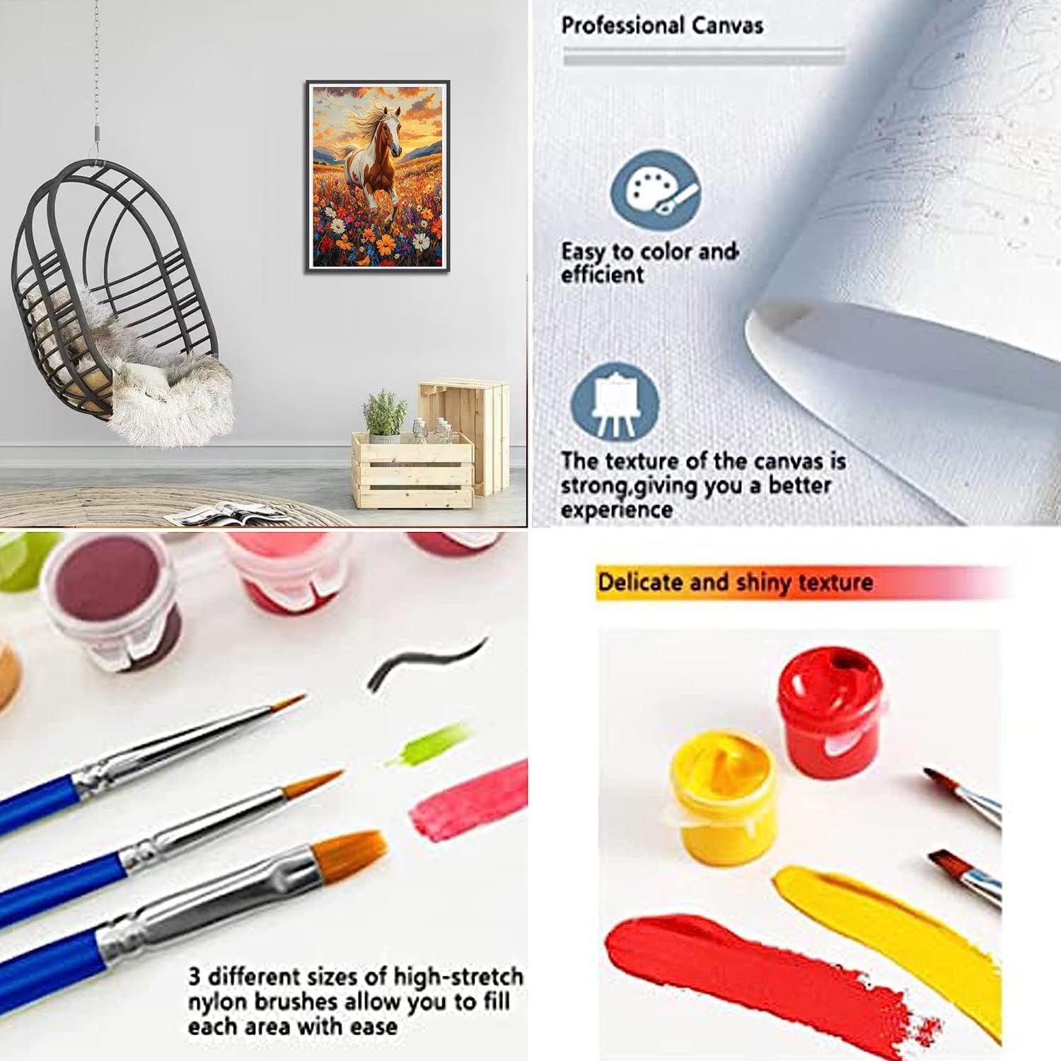 Detalle de Lonmo Adult Paint by Numbers Kit (16x20inch) – Paint by numbers for adults, home wall décor & gifting