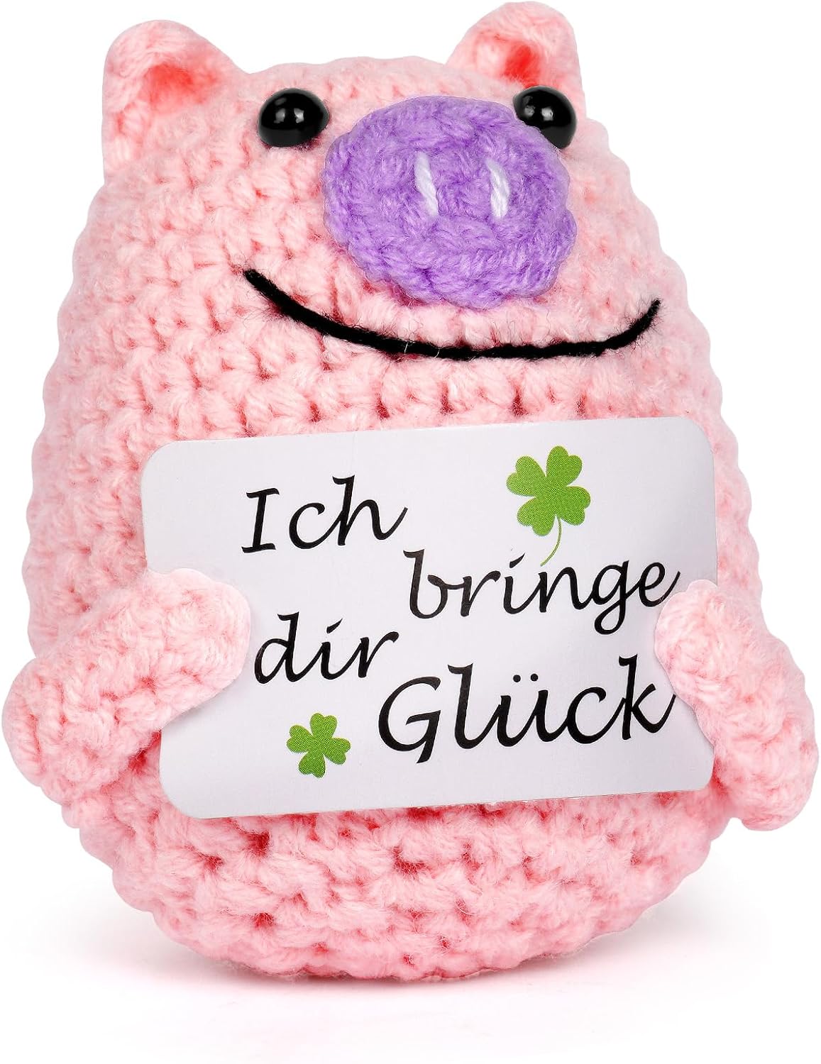 Thumbnail 1 de Aolso EUV8-FZZ-FBA Knitted Pig Doll with Encouraging Card, Pink Wool-Cotton