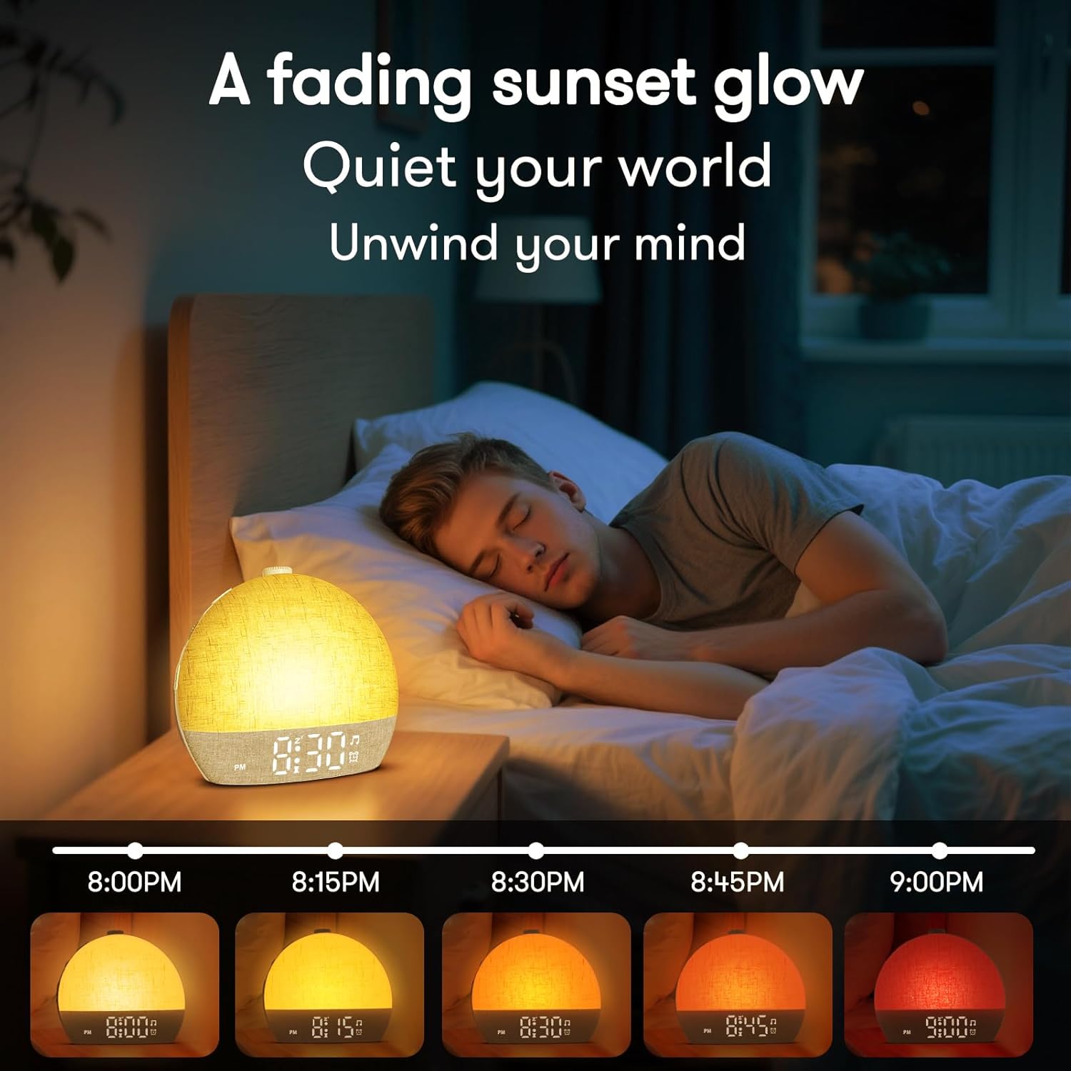 Detalle 1 de ARUQO Tageslichtwecker fürs sanfte Aufwachen mit Sonnenaufgang, 30 natürlichen Klängen und Schlaf-Timer