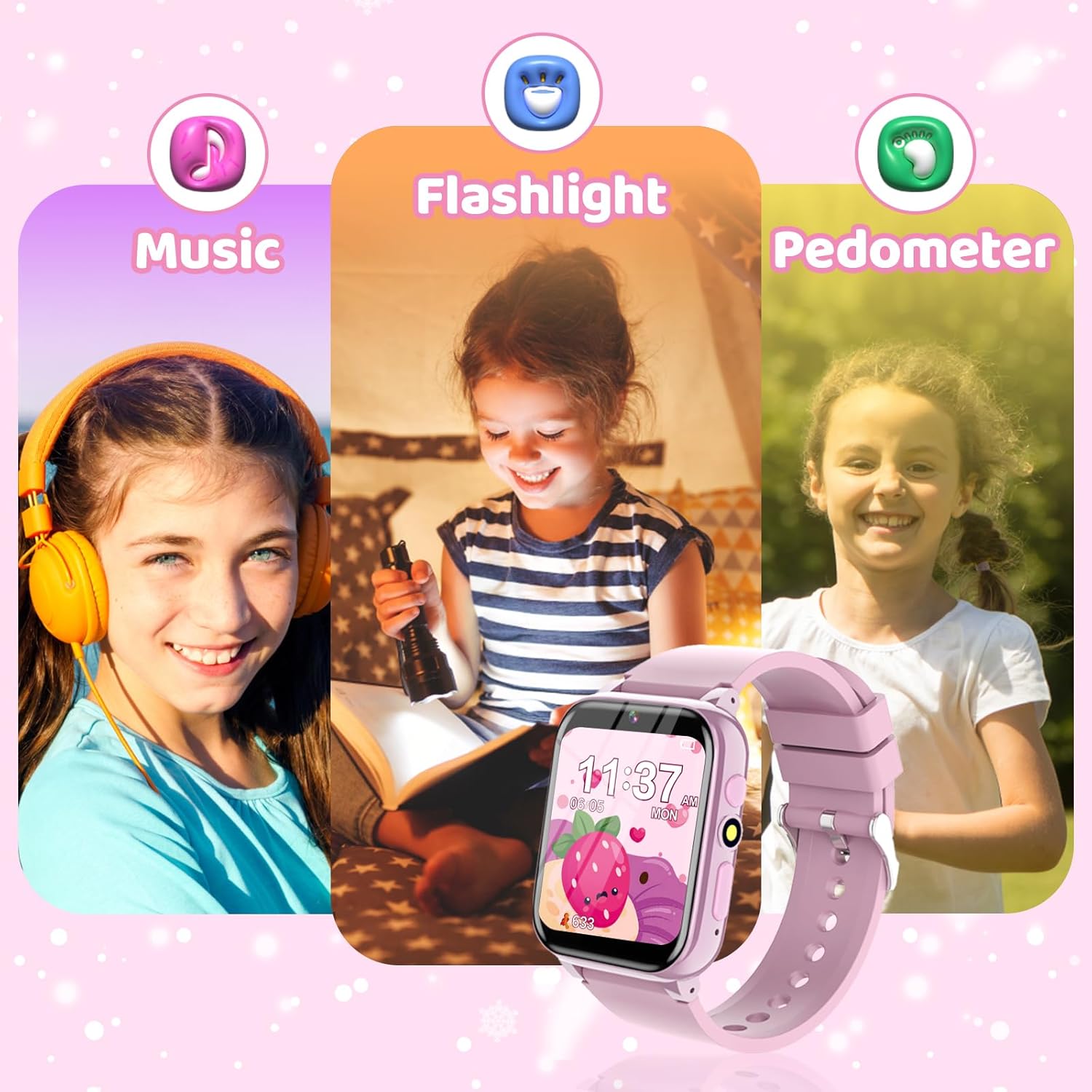 Detalle de YEDASAH Montre Connectée Enfant – 26 Jeux, HD Caméra et Fonctions Éducatives