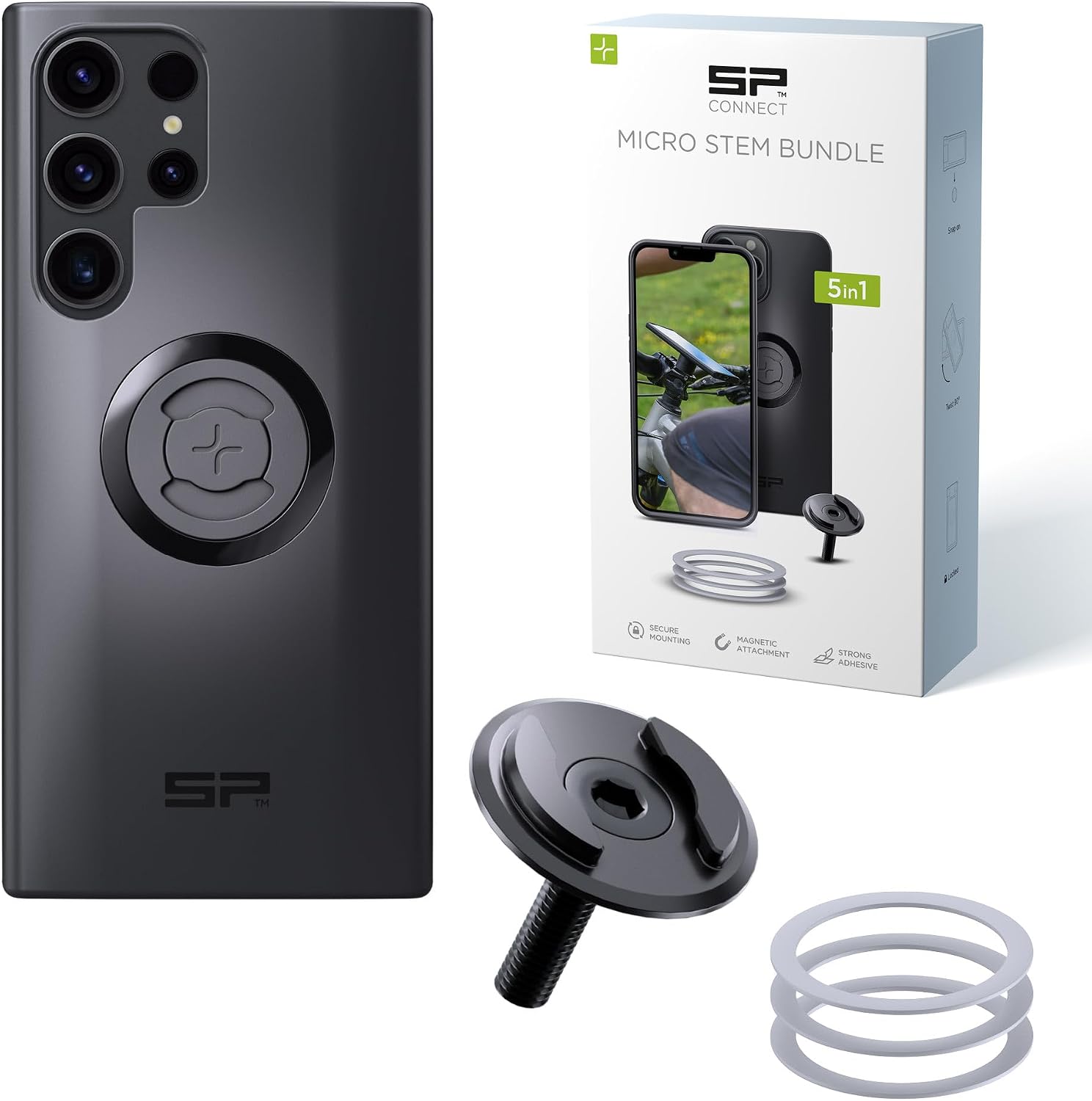 Detalle de SP CONNECT Micro Stem Bundle SPC+ pour Samsung S22 Ultra : support vélo au guidon et fixation MagSafe