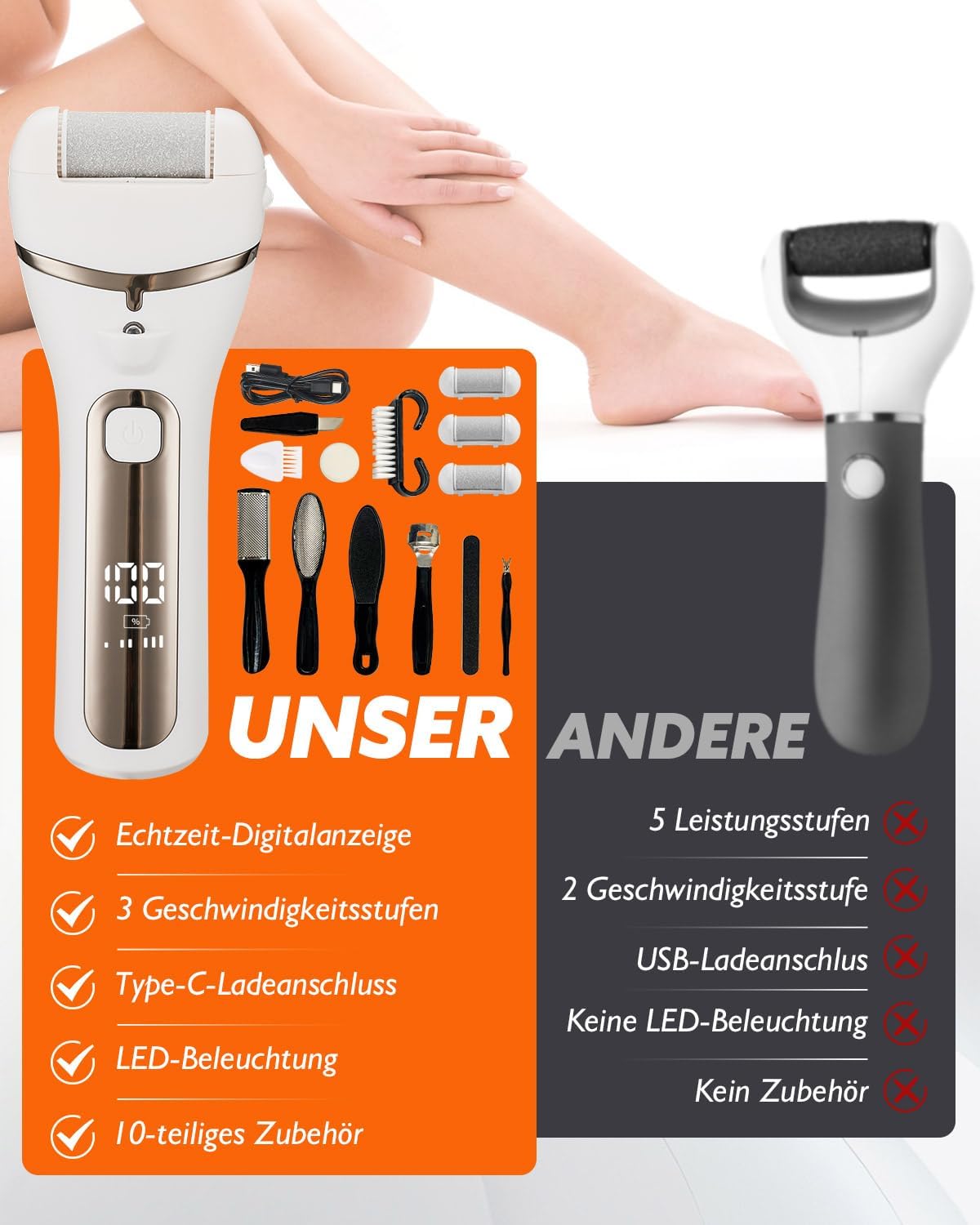 Detalle de Hornhautentferner Elektrisch 1200 mAh