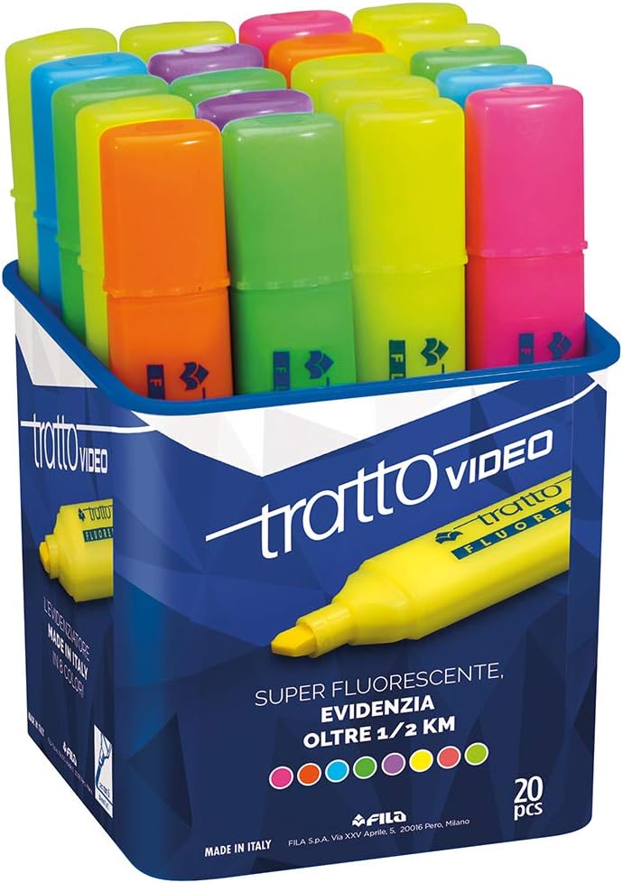 Detalle de Tratto Video Evidenziatore: Barattolo da 20 Pezzi, Colori Assortiti