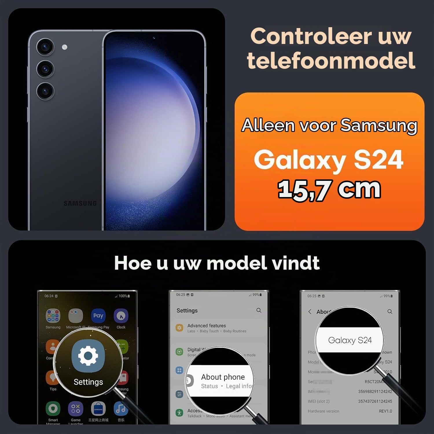 Thumbnail 1 de Vaykwo Galaxy S24 telefoonhoesje met verstelbaar, afneembaar koord, grijs
