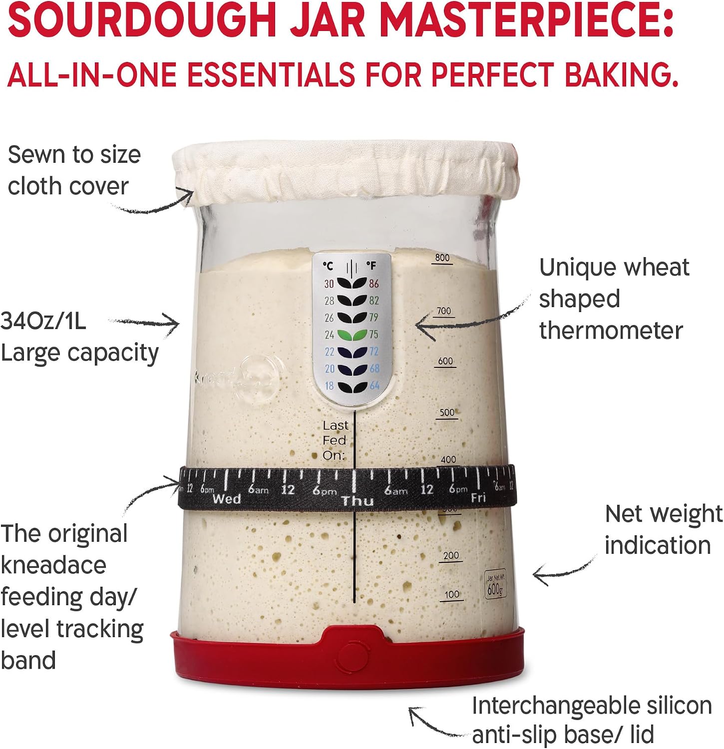 Thumbnail 4 de KneadAce Sourdough Starter Kit 34oz 🍞