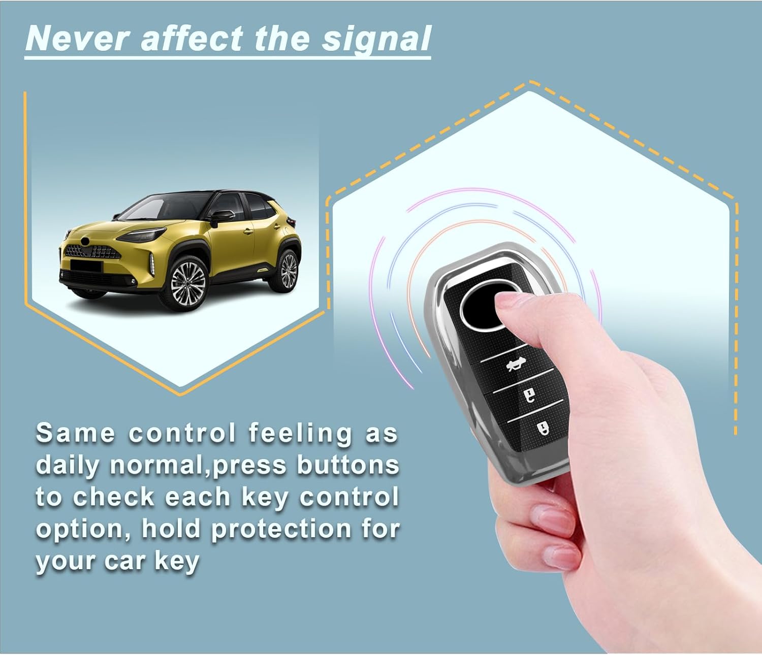 Detalle de LUWU TPU Key Case for Toyota C-HR 2024 & Yaris Cross (Silver) – 1:1 Fitting, Protective Car Key Cover
