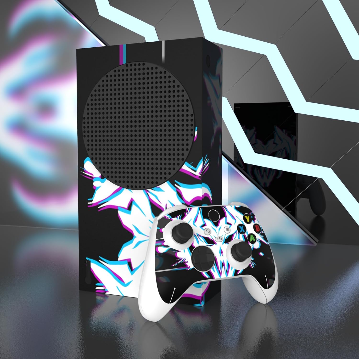 Thumbnail 4 de PlayVital Glitch Demons Custom Vinyl Skins for Xbox Series S: Wrap Decal Covers for Console and Controllers