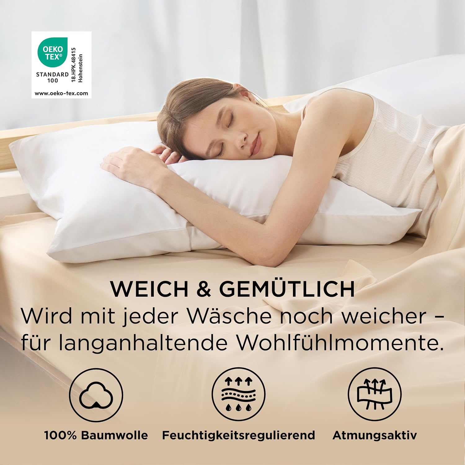 Detalle 2 de BEDSURE Kissenbezug 40x80 2er Set