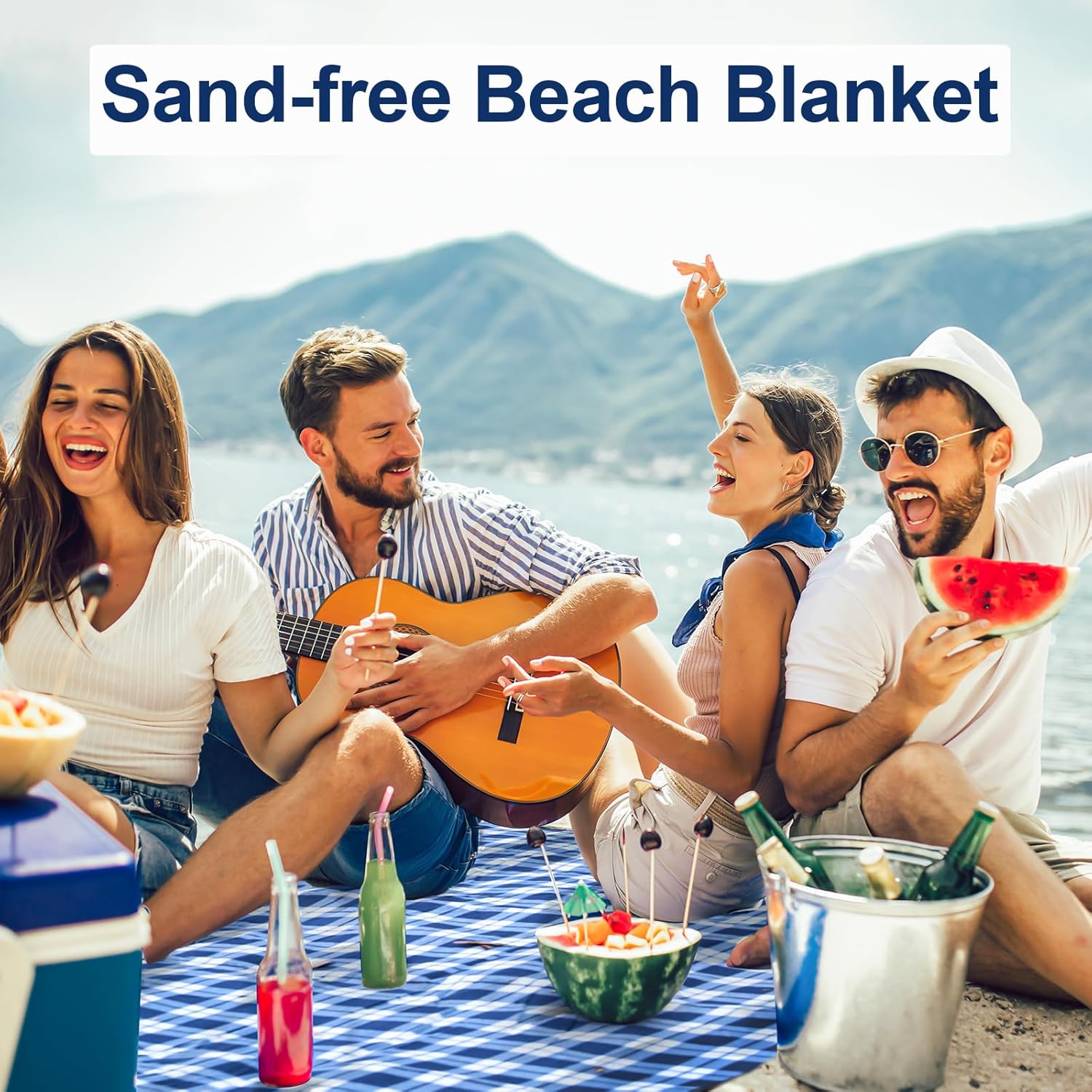 Thumbnail 4 de HUTHIM Picknickdecke 300 x 300 cm – wasserdichte Stranddecke mit Sandfrei-Konzept, faltbar und waschbar