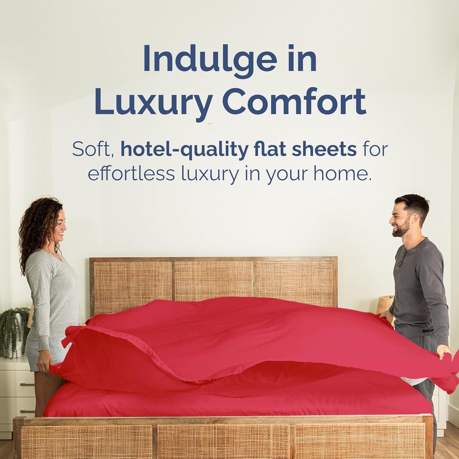 Thumbnail 1 de CGK Unlimited King Size Flat Sheet (Hotel Quality, Red) — Ultra-Soft, Breathable, Cooling & Easy-Care