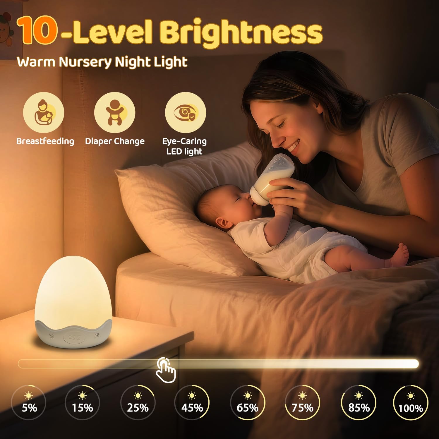 Detalle 2 de COOLNIGHT Nachtlicht Kinder Eggy Egg – dimmbares Stilllicht mit Touch, Fernbedienung, 10 Farben und langer Akku