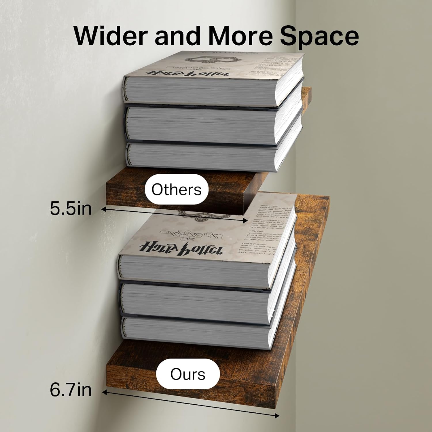 Thumbnail 6 de BAYKA 22.5-inch Rustic Floating Shelf 22 lb capacity 🪵
