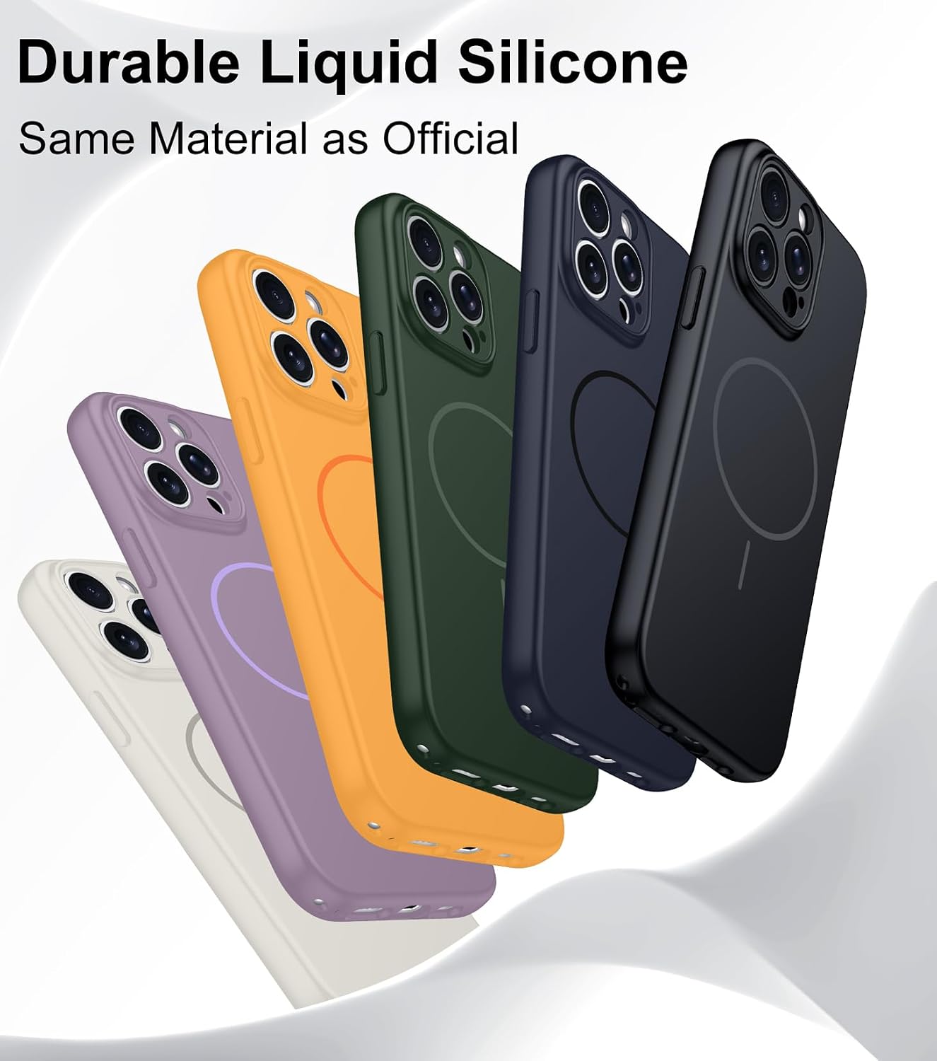 Detalle 2 de hitfine iPhone 15 Pro Max Case, Sapphire Blue Silicone, MagSafe-Compatible