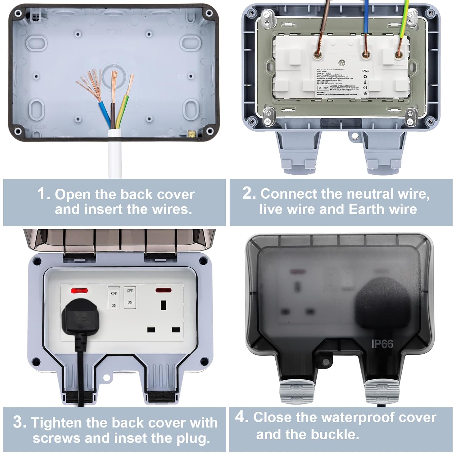Thumbnail 5 de Weatherproof Double Outdoor Socket IP66 13Amp