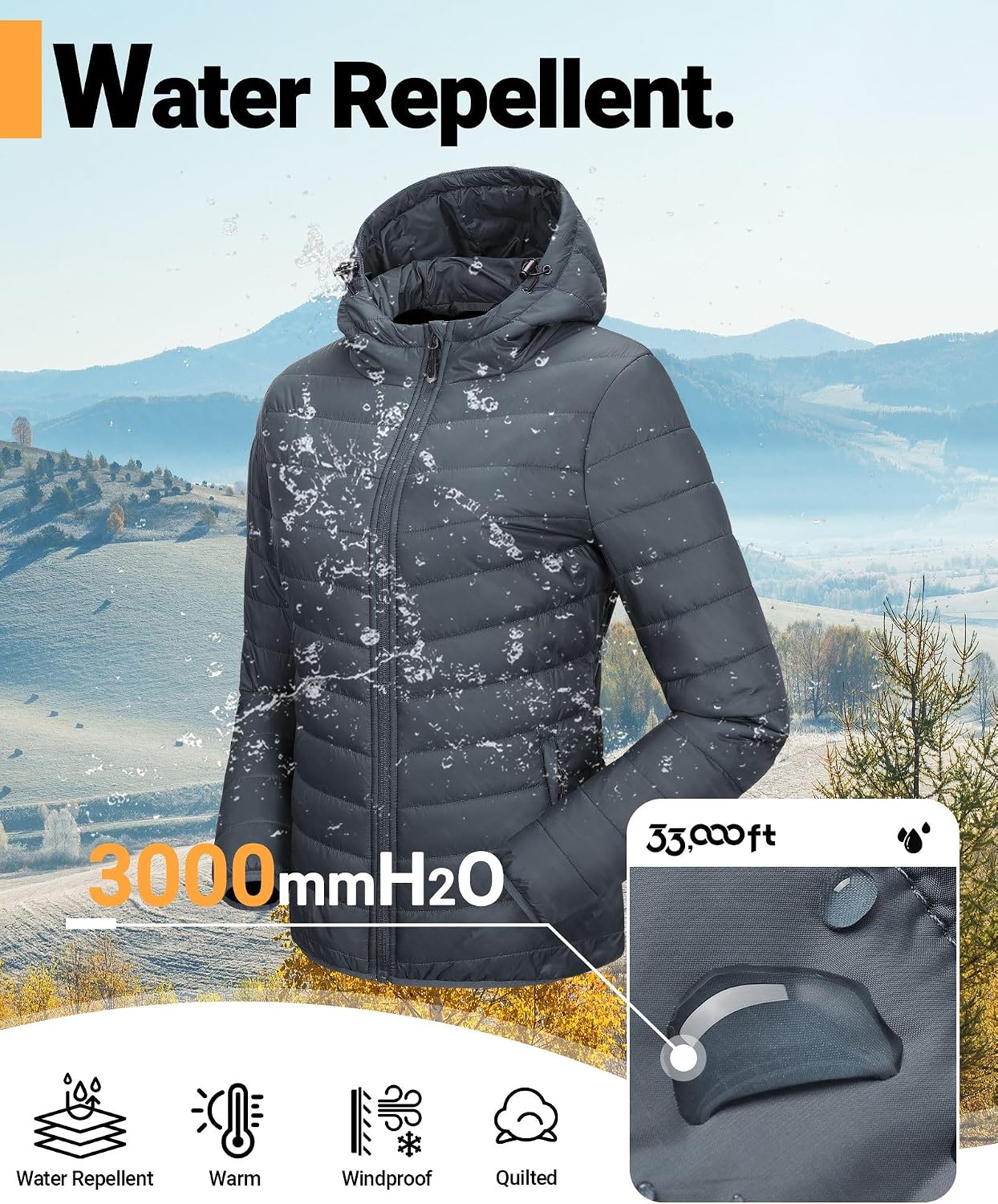 Detalle de 33,000ft Women’s lightweight puffer jacket