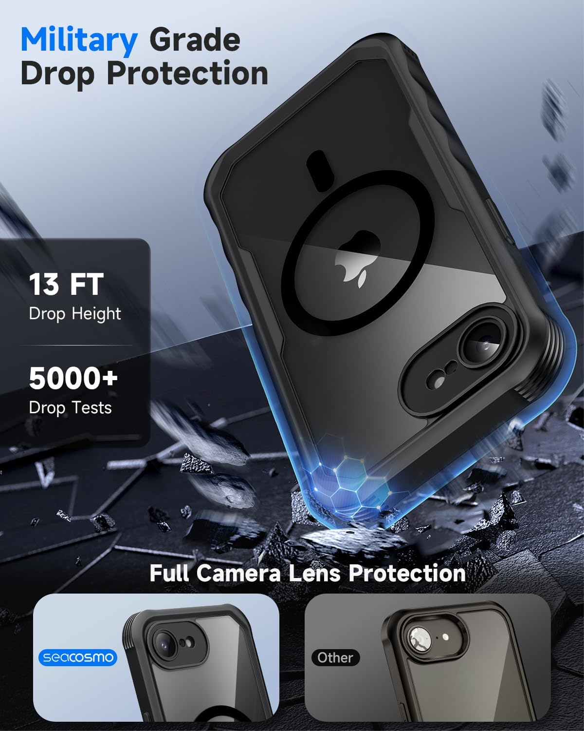 Thumbnail 4 de Seacosmo Magnetic Case for iPhone 17e / 16e with Privacy Screen and 9H Glass — Full-Body Shockproof Case