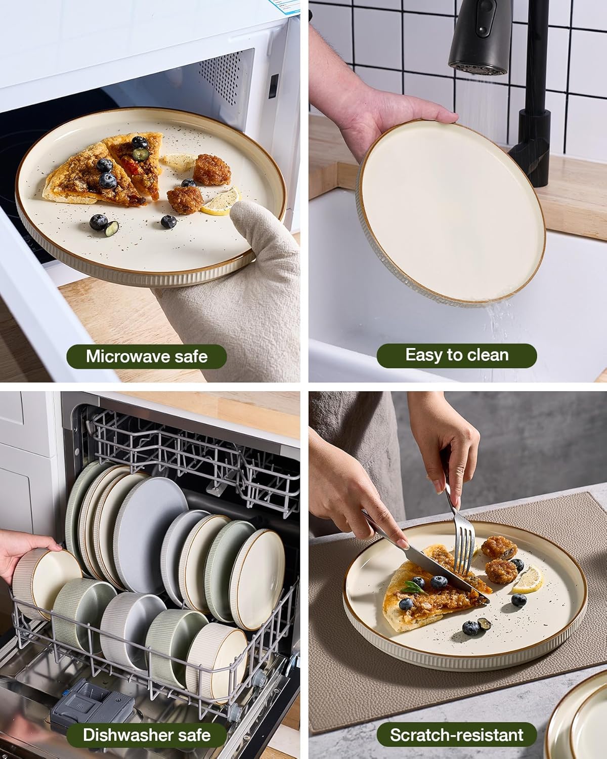 Thumbnail 6 de Famiware Star 12-Piece Stoneware Dinnerware Set (Cream) — Service for 4